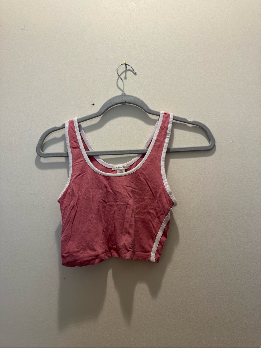 Bozzolo Rose Pink Crop Tank with White Trim